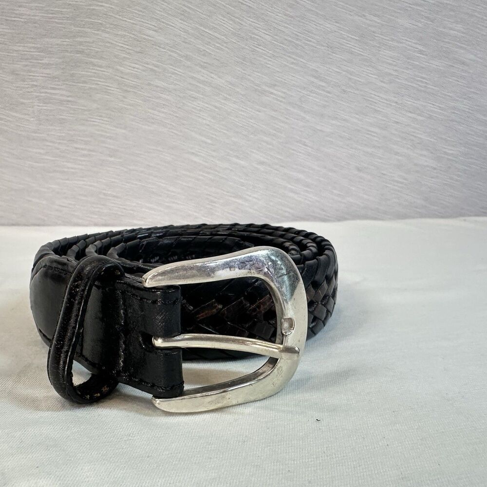 Brighton Braided Black Genuine Leather Belt Mens 38 Braided Belt 94603